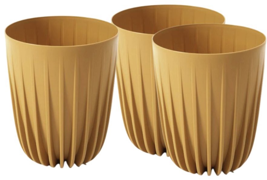 Lamela Květináč MIRA 19 cm, hořčicový, set 3 ks