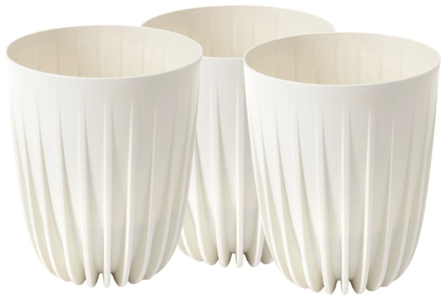 Lamela Květináč MIRA 19 cm, krémovýová, set 3 ks