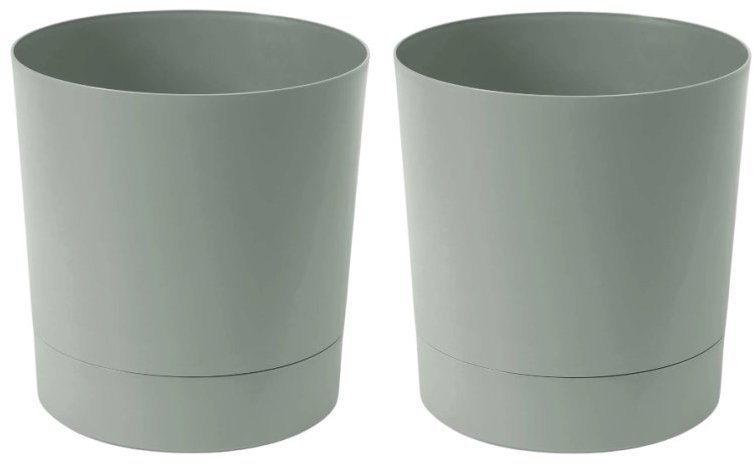 Lamela Květináč AURA + miska 22,5 cm, šedo - zelený, set 2 ks