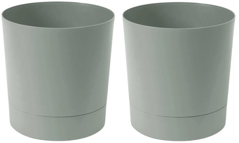 Lamela Květináč AURA + miska 28 cm, šedo - zelený, set 2 ks