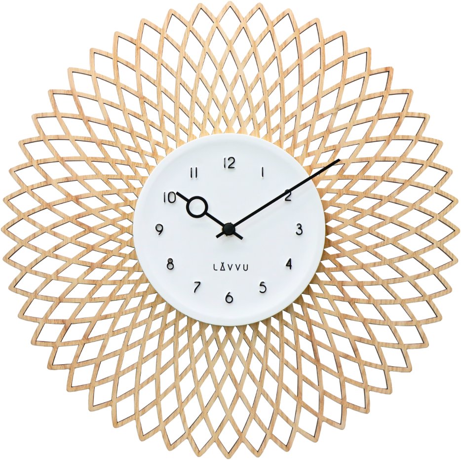 LAVVU Chic Dřevěné designové hodiny s plynulým chodem