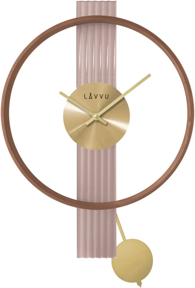 LAVVU Art Deco Růžové kyvadlové hodiny se zlatými detaily