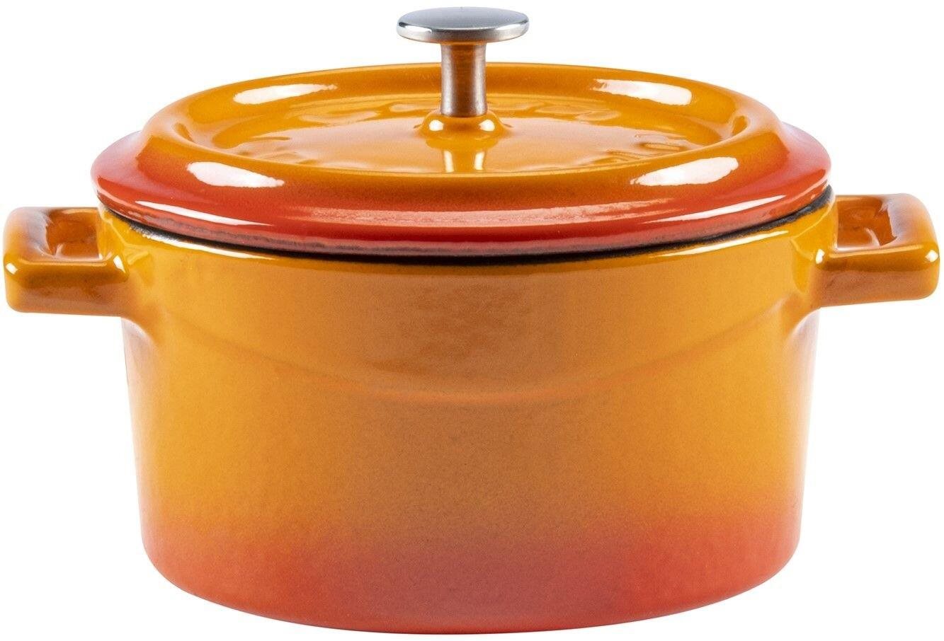 LAVA Metal Hrnec litinový kulatý, oranžový, obsah 0,35 l, 10 cm