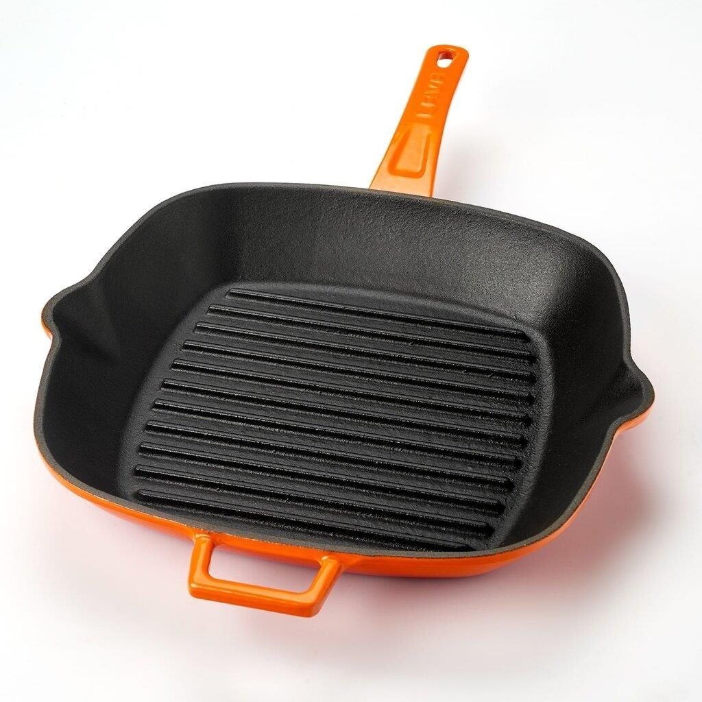 LAVA Metal Grilovací pánev litinová, oranžová 26 × 26 cm