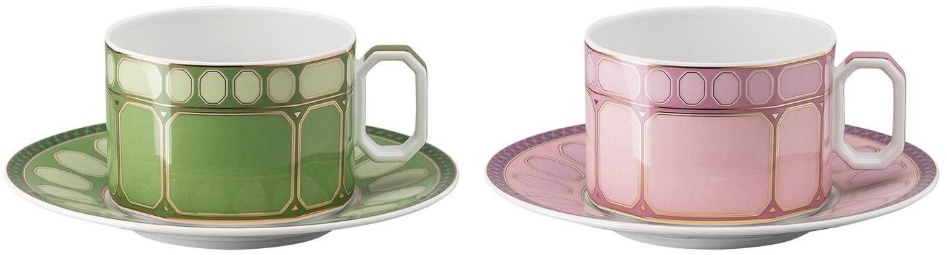 ROSENTHAL Swarovski signum Fern + Rose Sada šalků a podšálků na čaj