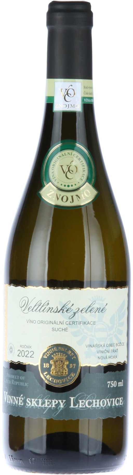 VS Lechovice Veltlínské zelené VOC, suché, 0,75 l, 12,5 % vol.