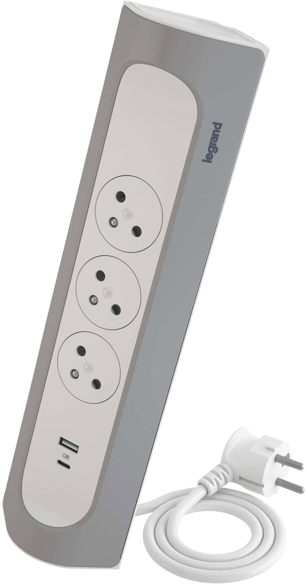 Legrand prodlužovací kabel 1 m / 3 zásuvky / s USB / hliník-bílá / PVC / 1,5 mm2