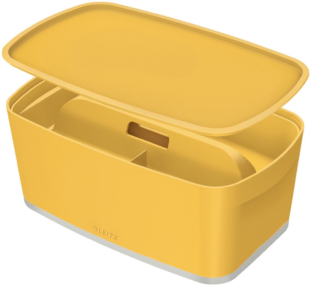 Leitz Cosy MyBox SET úložný box s víkem + organizér s držadlem, žlutá, 5l