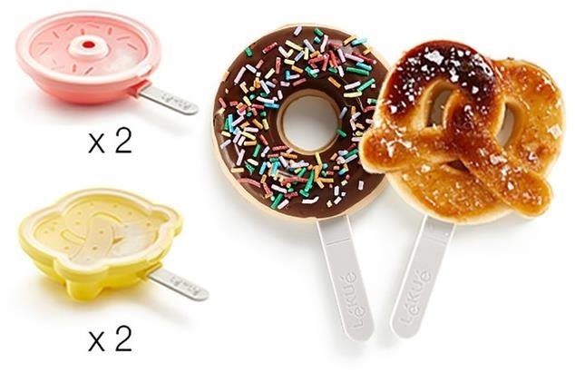 Lékué Tvořítka na nanuky ve tvaru donutů a preclíků Donut 2ks & Pretzel 2ks
