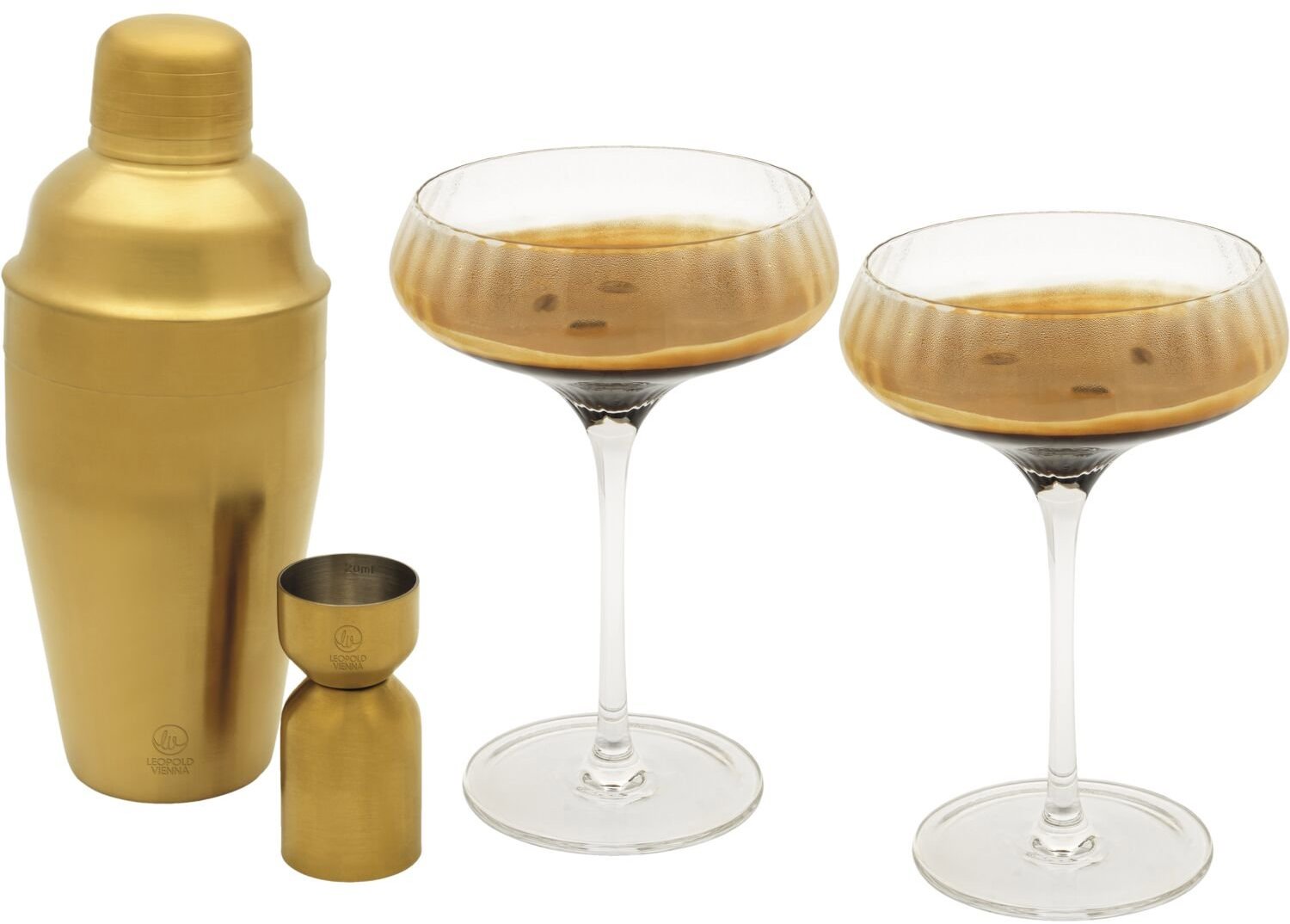 LEOPOLD VIENNA Arinto Martini koktejlová sada, zlatá/čiré sklo