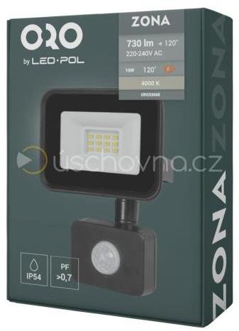Reflektor LED ORO Zona, 10 W, 730 lm, NW-B-PIR