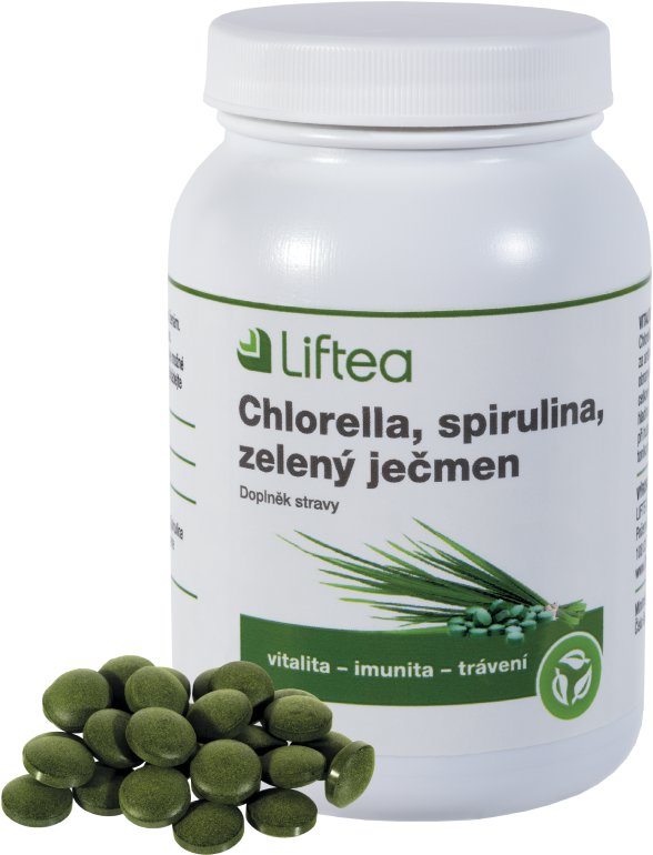 Liftea Chlorella, spirulina, zelený ječmen, 250 tablet