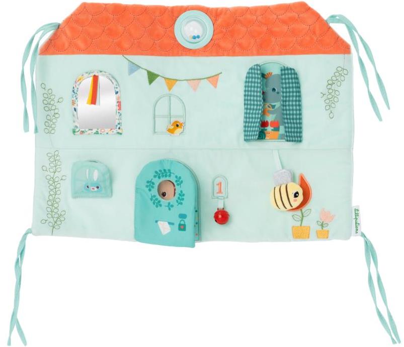 Lilliputiens - textilní panel do postýlky - domeček jelínka Stelly a dráčka Joea