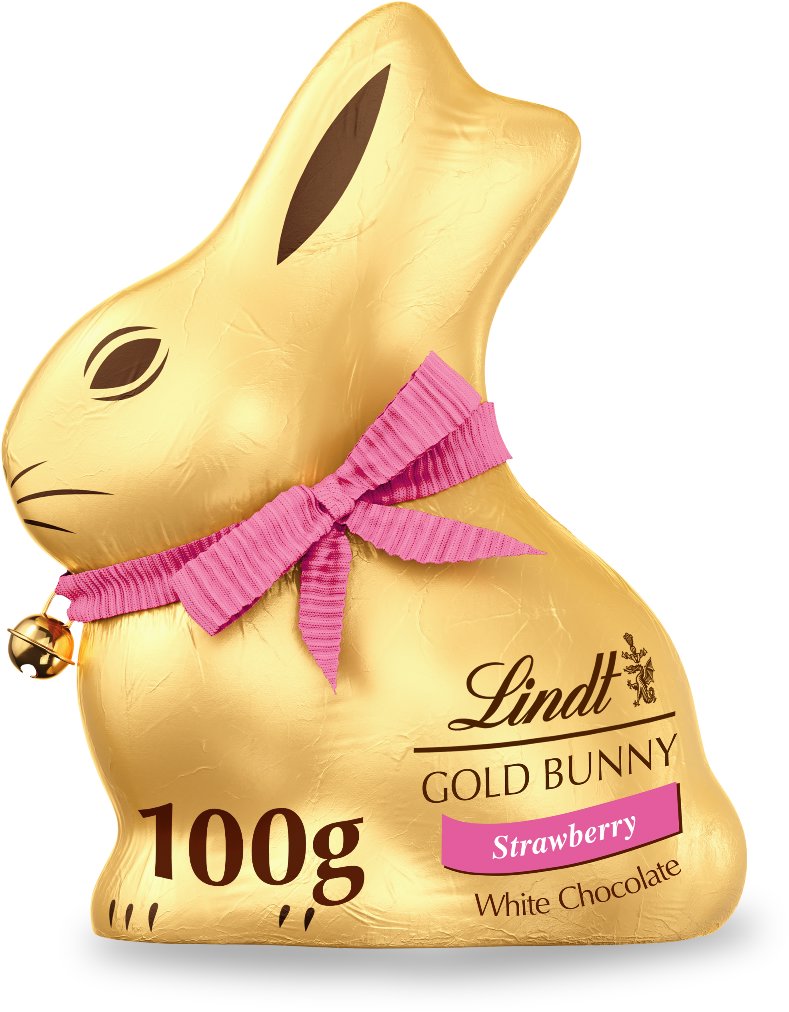 Lindt Zlatý Zajíček bílá čokoláda s jahodami 100 g