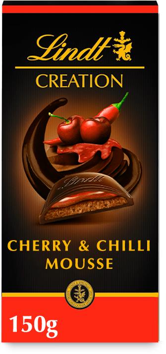 Lindt Creation Hořká čokoláda plněná višňovou a chilli náplní 70% 150 g