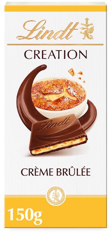 Lindt Creation Mléčná čokoláda s chutí Creme Brulée, kousky karamelu a křupinek 150 g