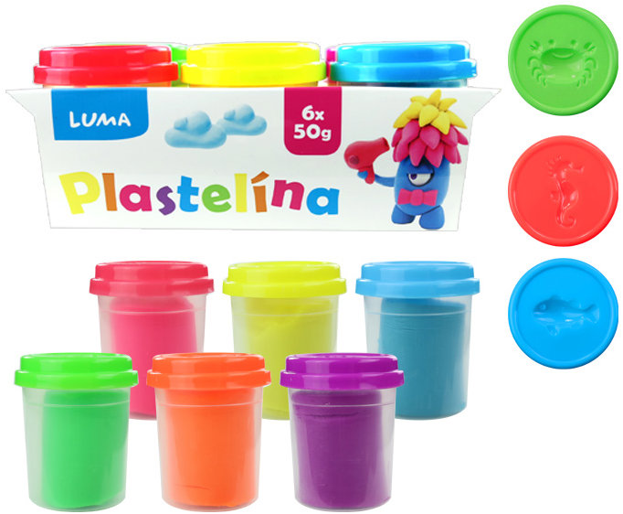 Modelovací hmoty LUMA - měkká v kelímku Neon, 6 x 50 g