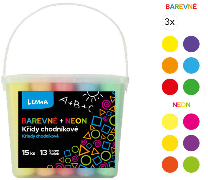 LUMA chodníkové barevné, klasické a neonové barvy - box 15 ks