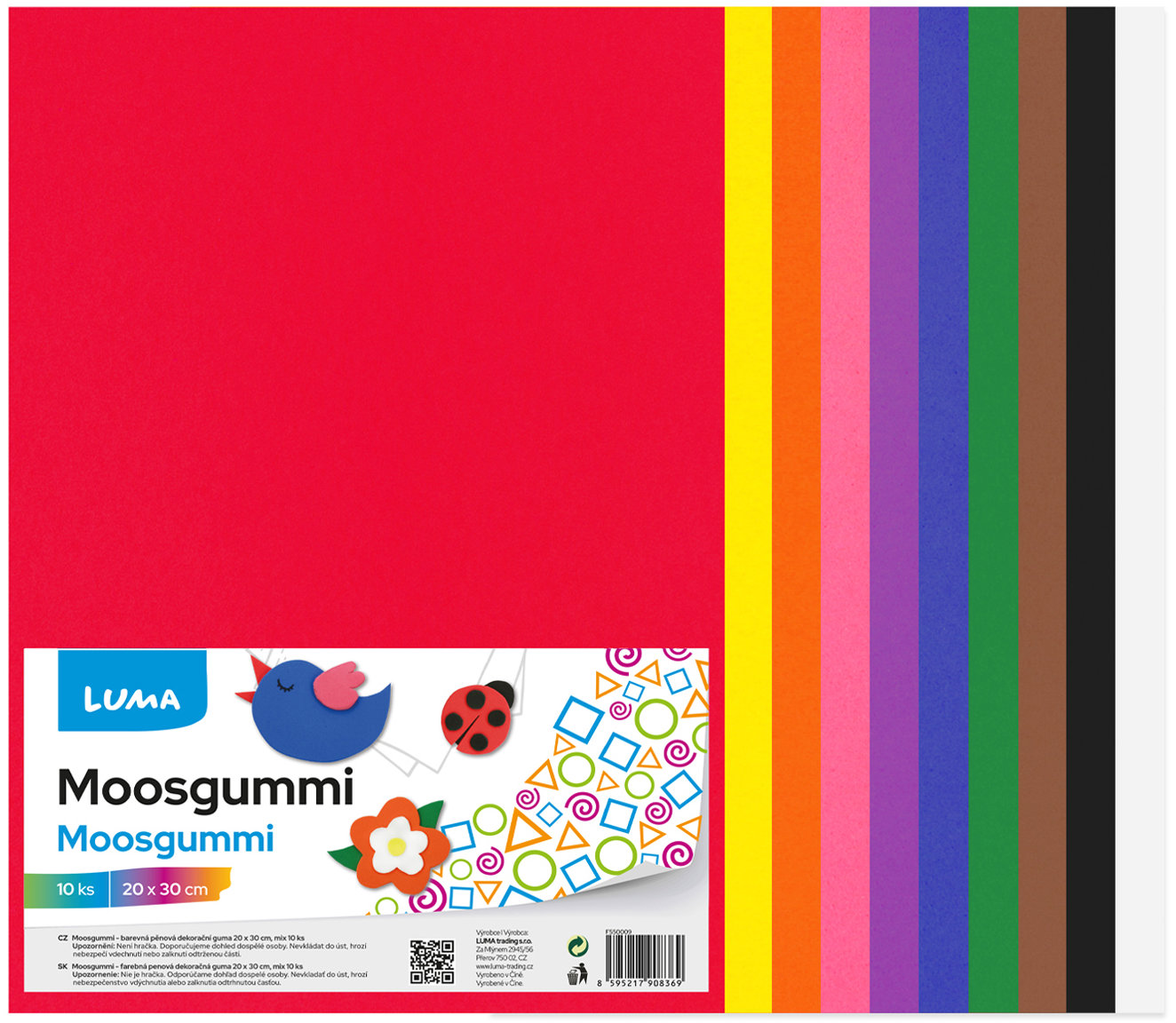 LUMA Moosgummi A4 mix barev - balení 10 ks