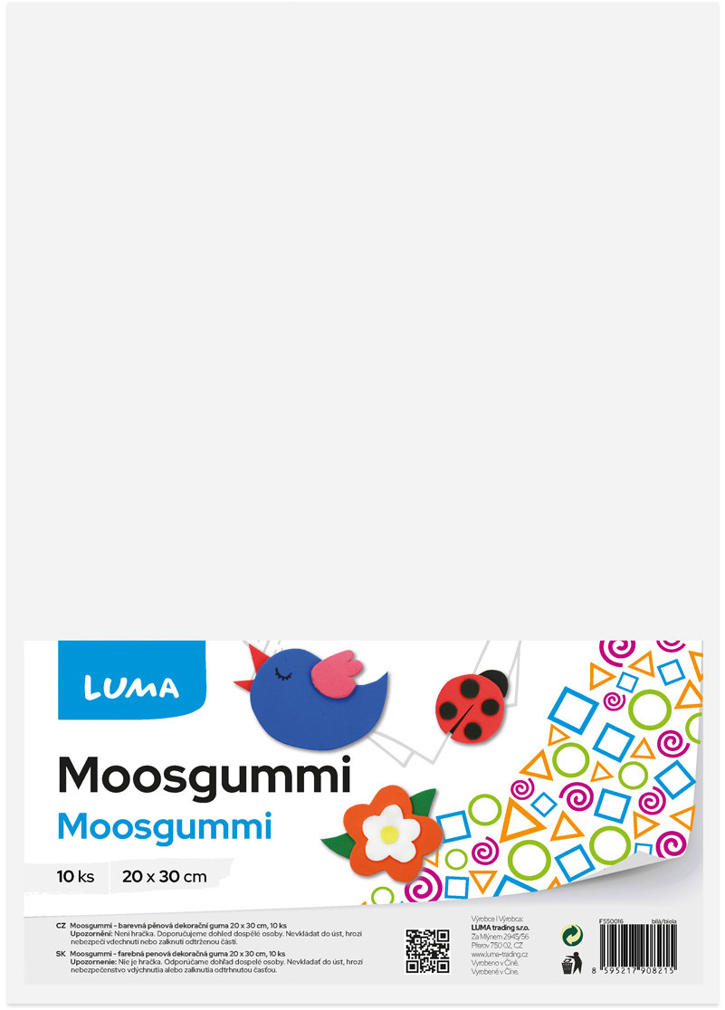 LUMA Moosgummi A4 bílá - balení 10 ks