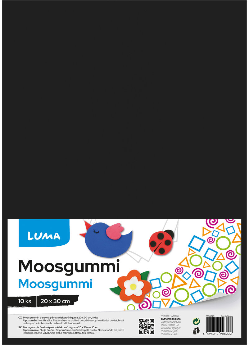 LUMA Moosgummi A4 černá - balení 10 ks