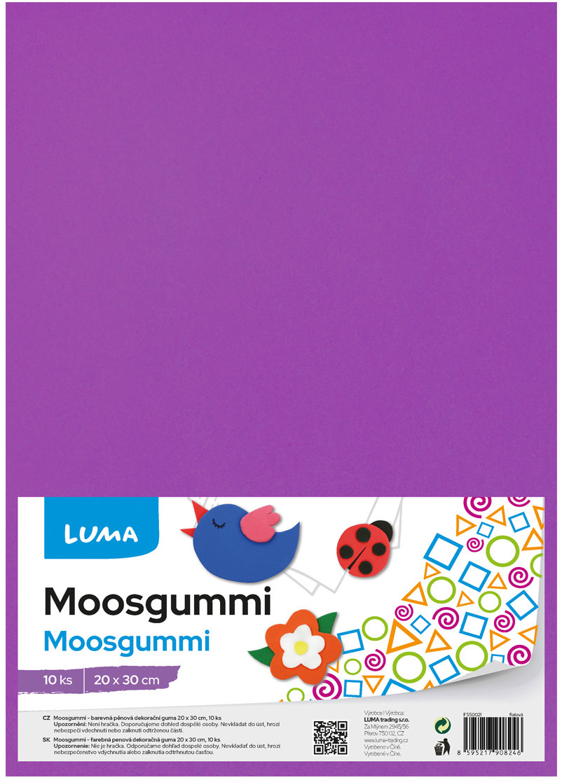 LUMA Moosgummi A4 fialová - balení 10 ks