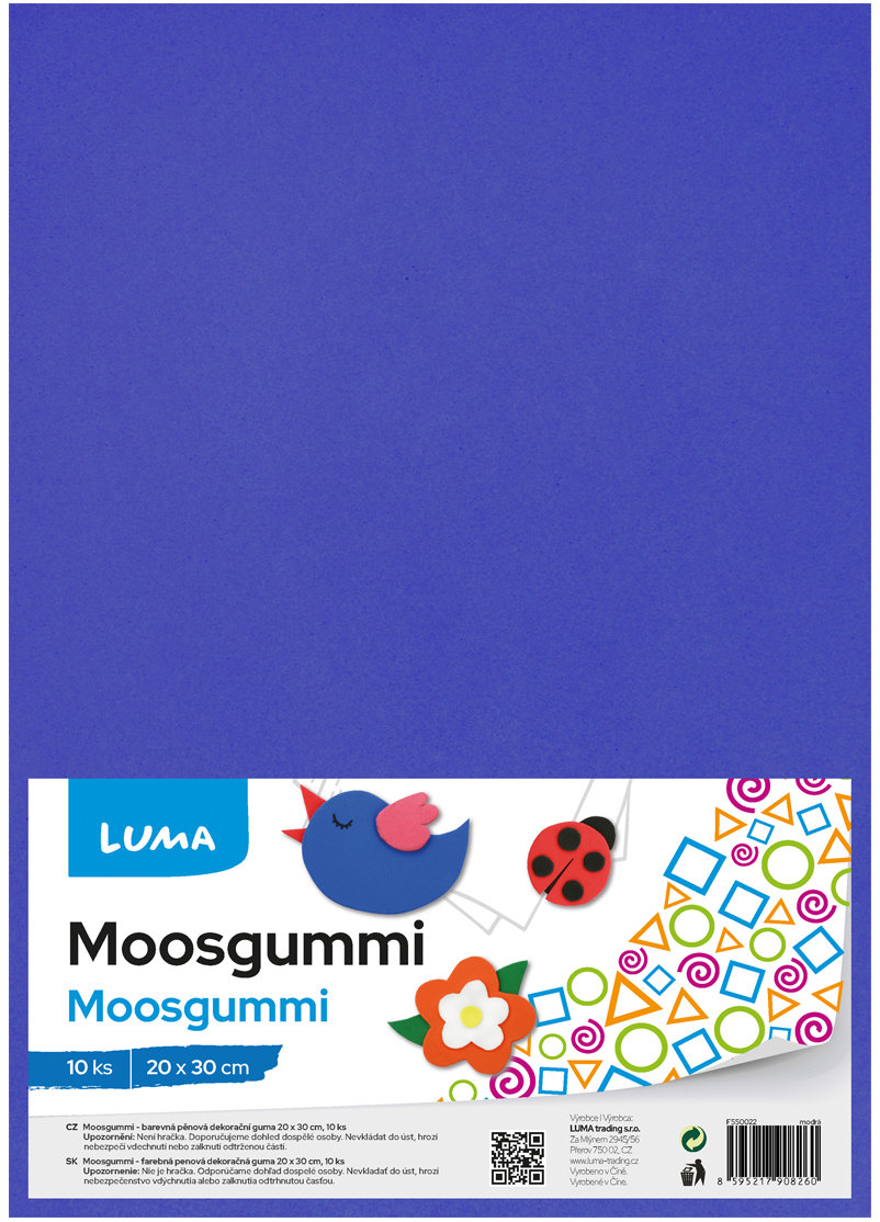 LUMA Moosgummi A4 modrá - balení 10 ks