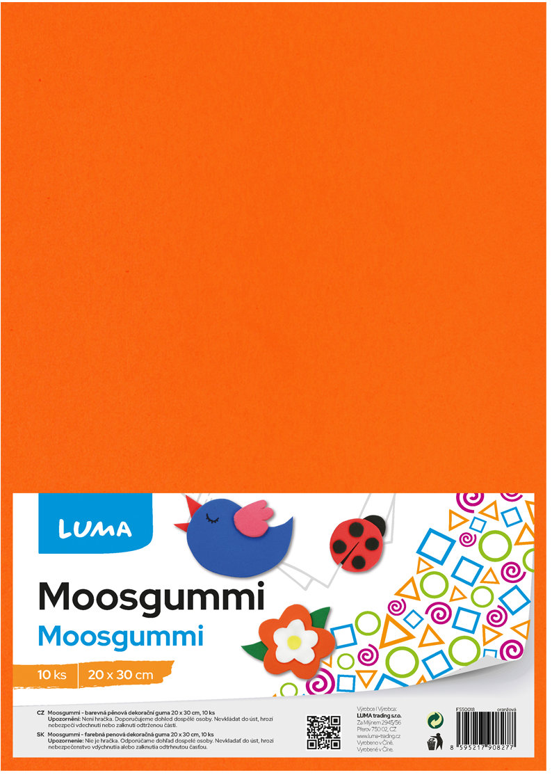 LUMA Moosgummi A4 oranžová - balení 10 ks