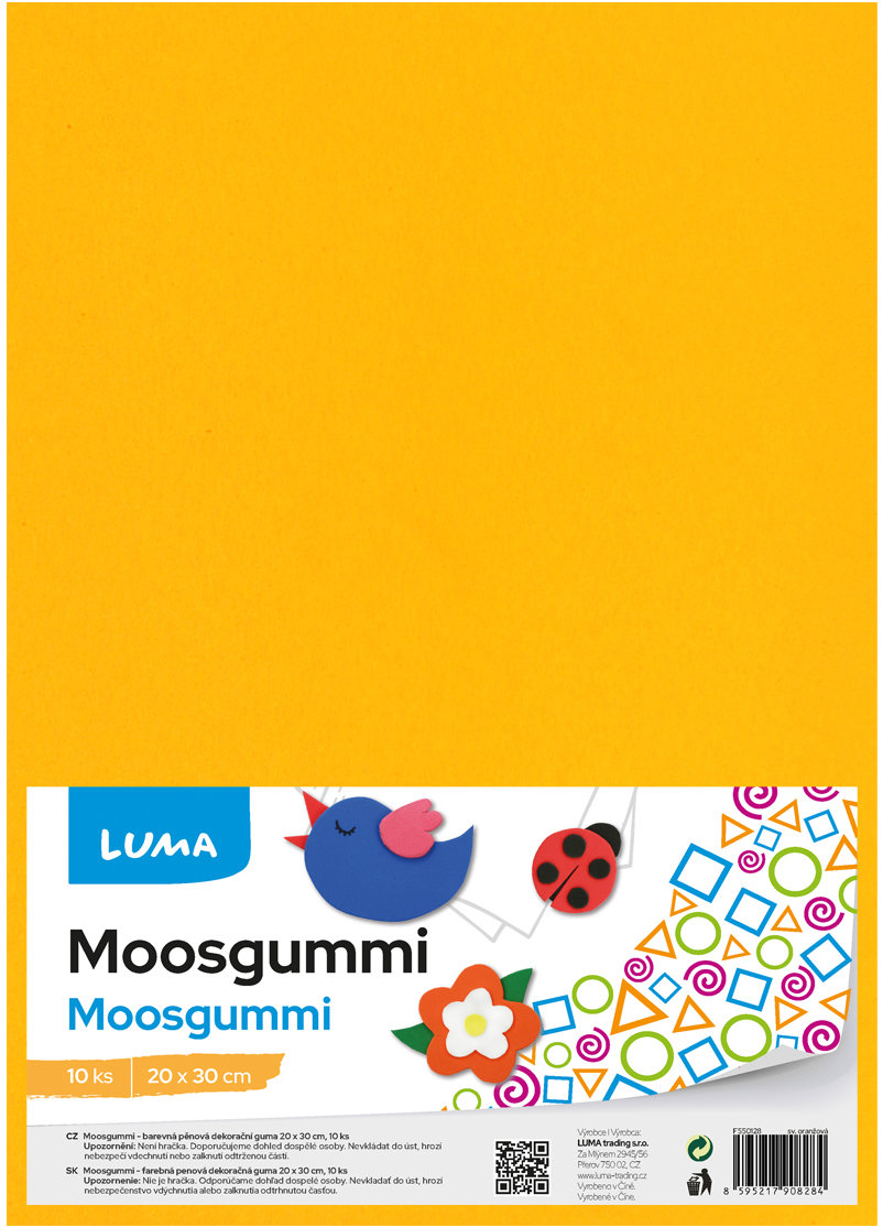 LUMA Moosgummi A4 světle oranžová - balení 10 ks