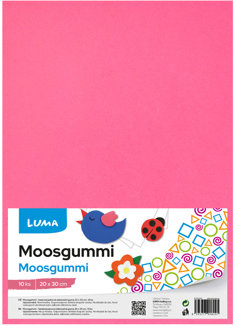 LUMA Moosgummi A4 růžová - balení 10 ks