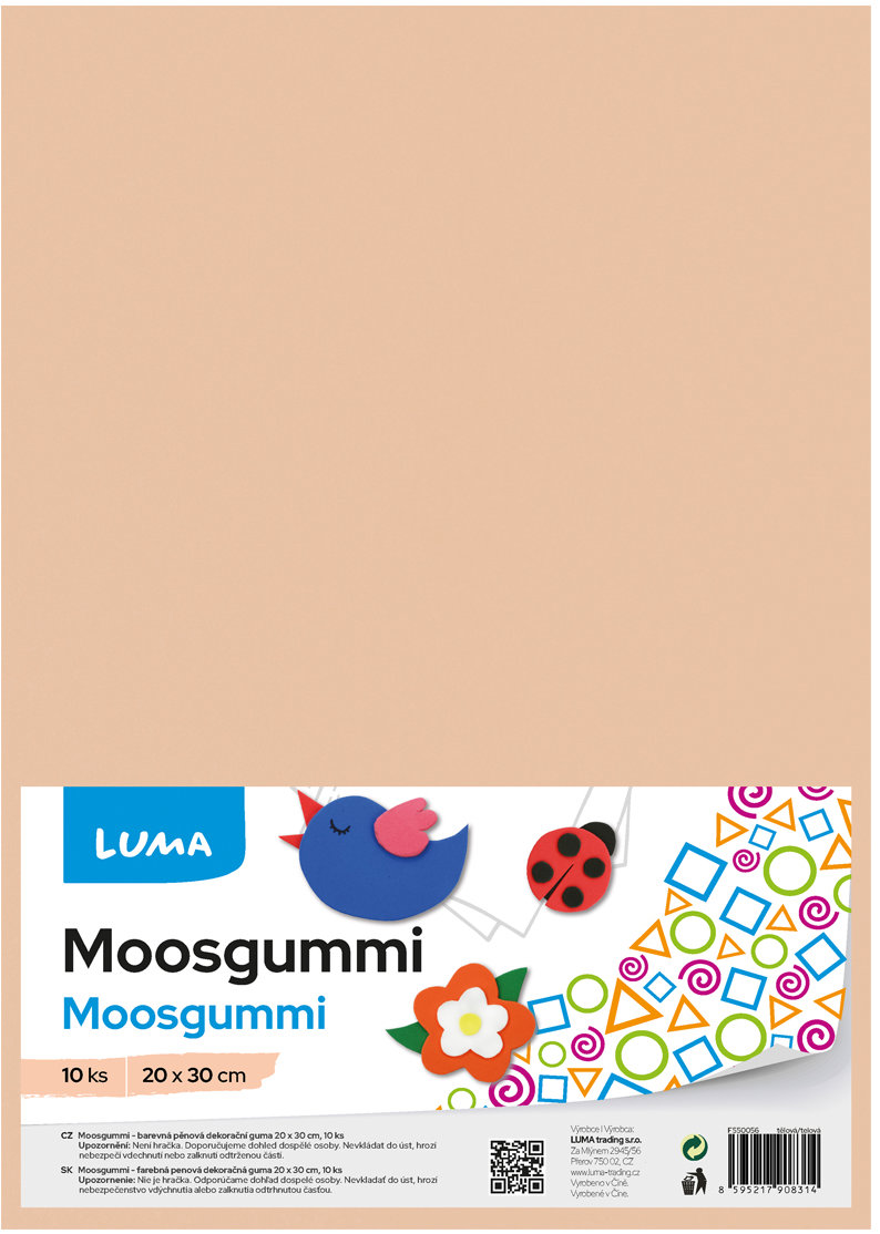 LUMA Moosgummi A4 tělová - balení 10 ks