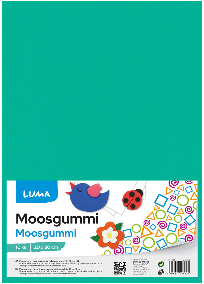 LUMA Moosgummi A4 tyrkysová - balení 10 ks