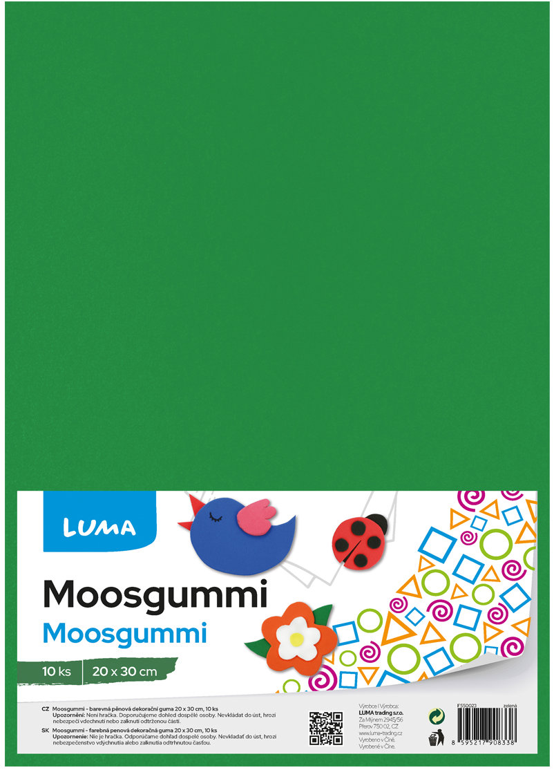 LUMA Moosgummi A4 zelená - balení 10 ks