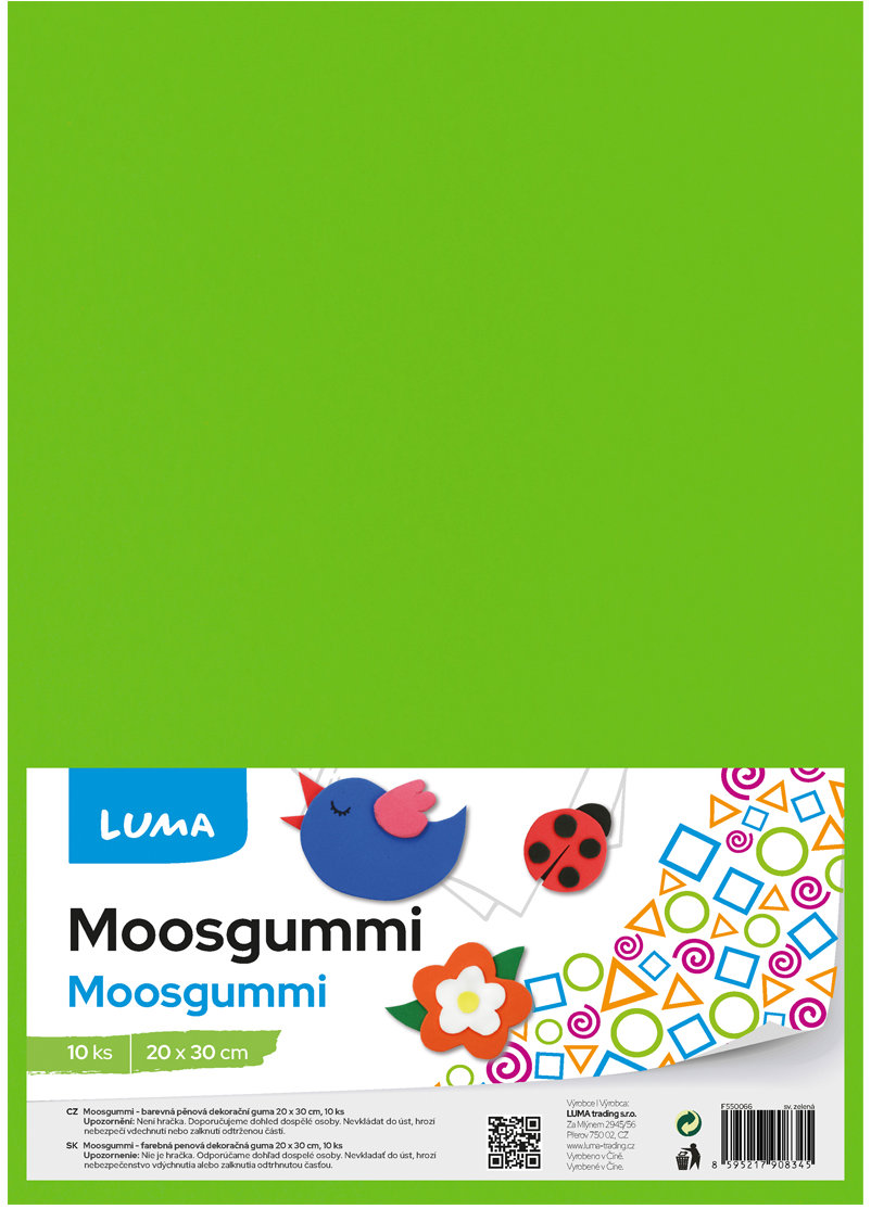 LUMA Moosgummi A4 světle zelená - balení 10 ks