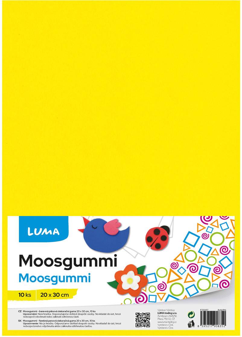 LUMA Moosgummi A4 žlutá - balení 10 ks