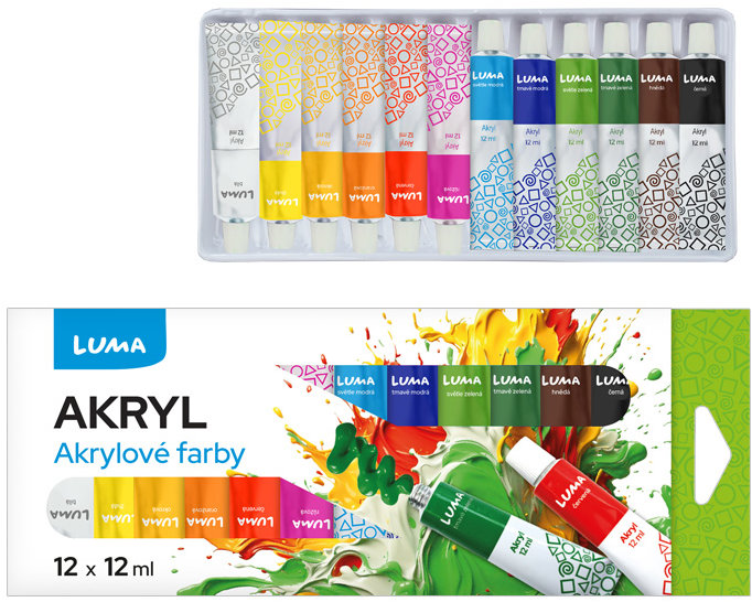 LUMA sada 12 x 12 ml - velká sada akrylových barv LUMA Trading