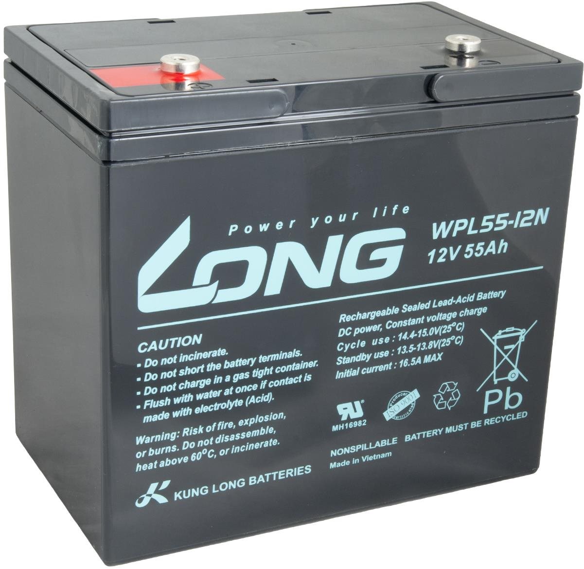 LONG baterie 12V 55Ah M6 LongLife 12 let (WPL55-12N)