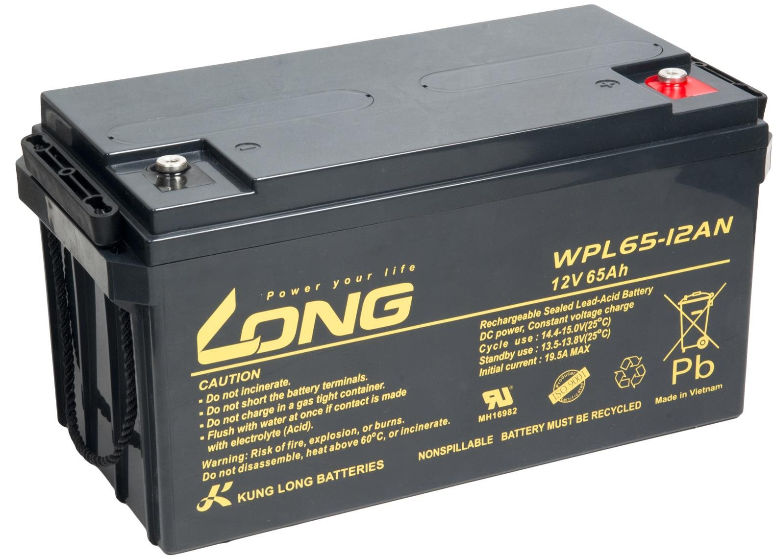 LONG baterie 12V 65Ah M6 LongLife 12 let (WPL65-12AN)