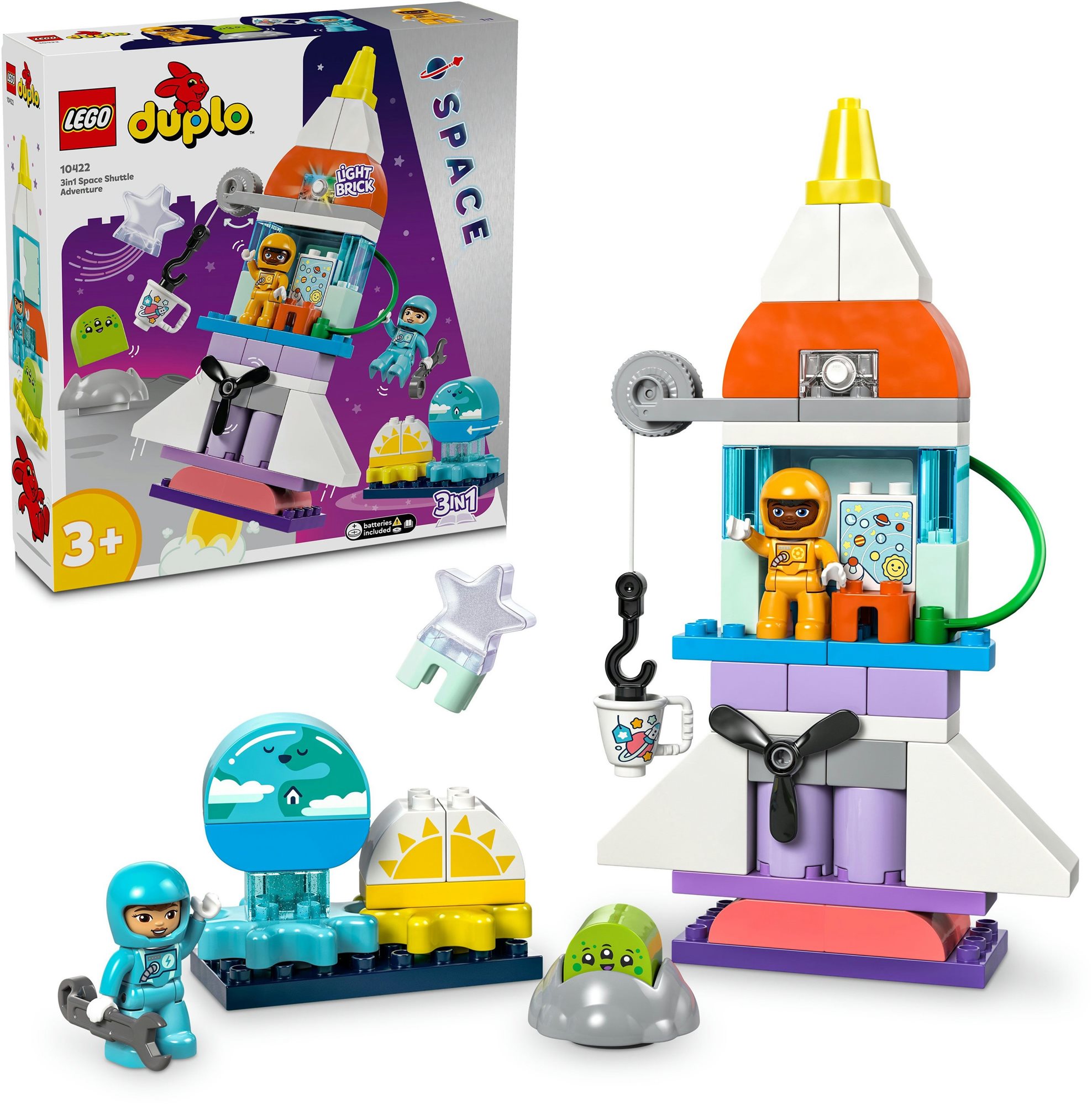 LEGO® DUPLO® 10422 Vesmírné dobrodružství s raketoplánem 3 v 1