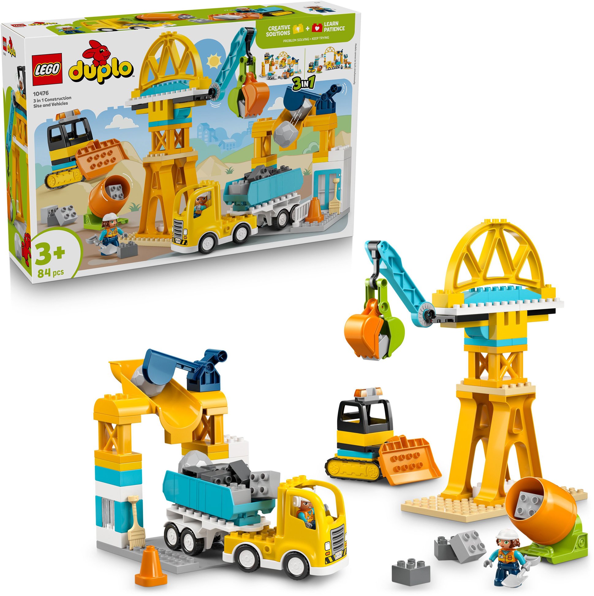 LEGO® DUPLO® Town 10476 Staveniště a vozidla 3 v 1 - stavebnice pro děti