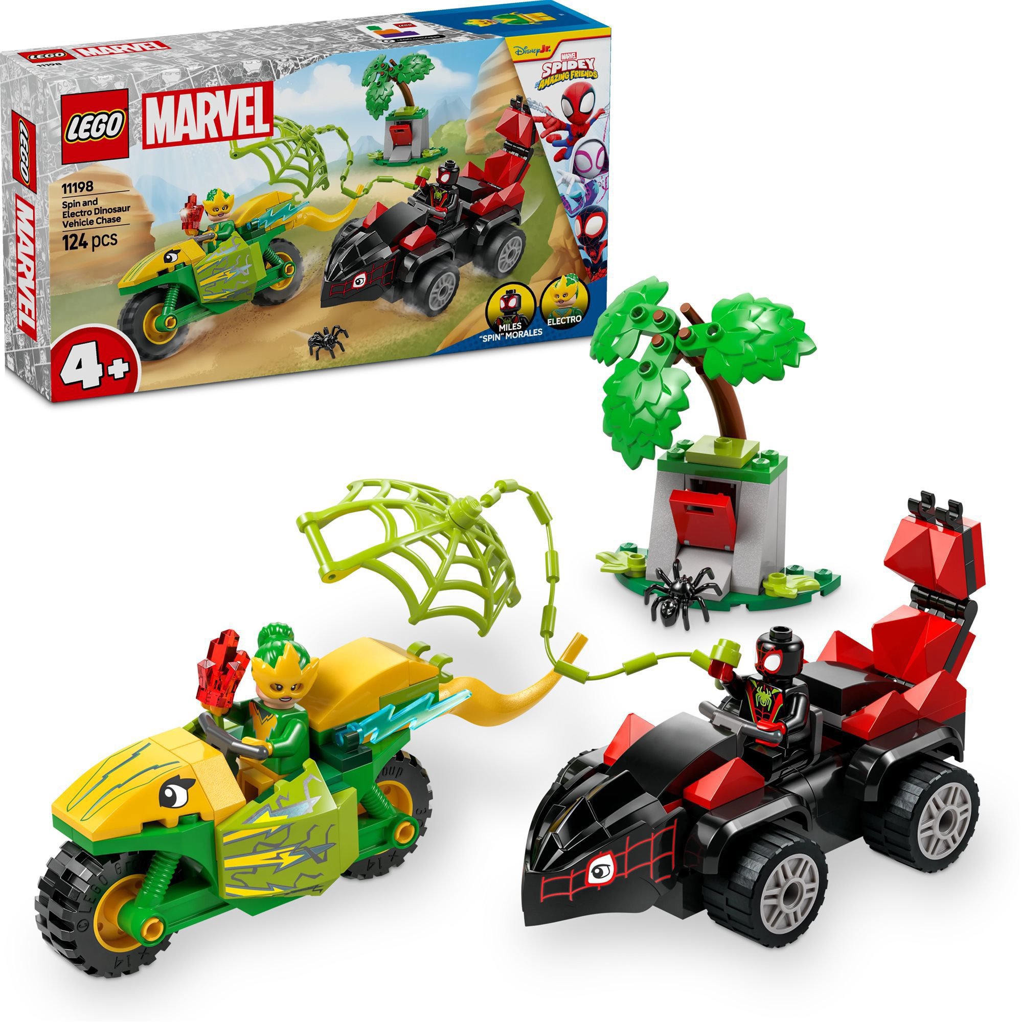LEGO Marvel Spidey a jeho úžasní přátelé 11198 - Spin, Electro a honička s dinosauřím vozidlem