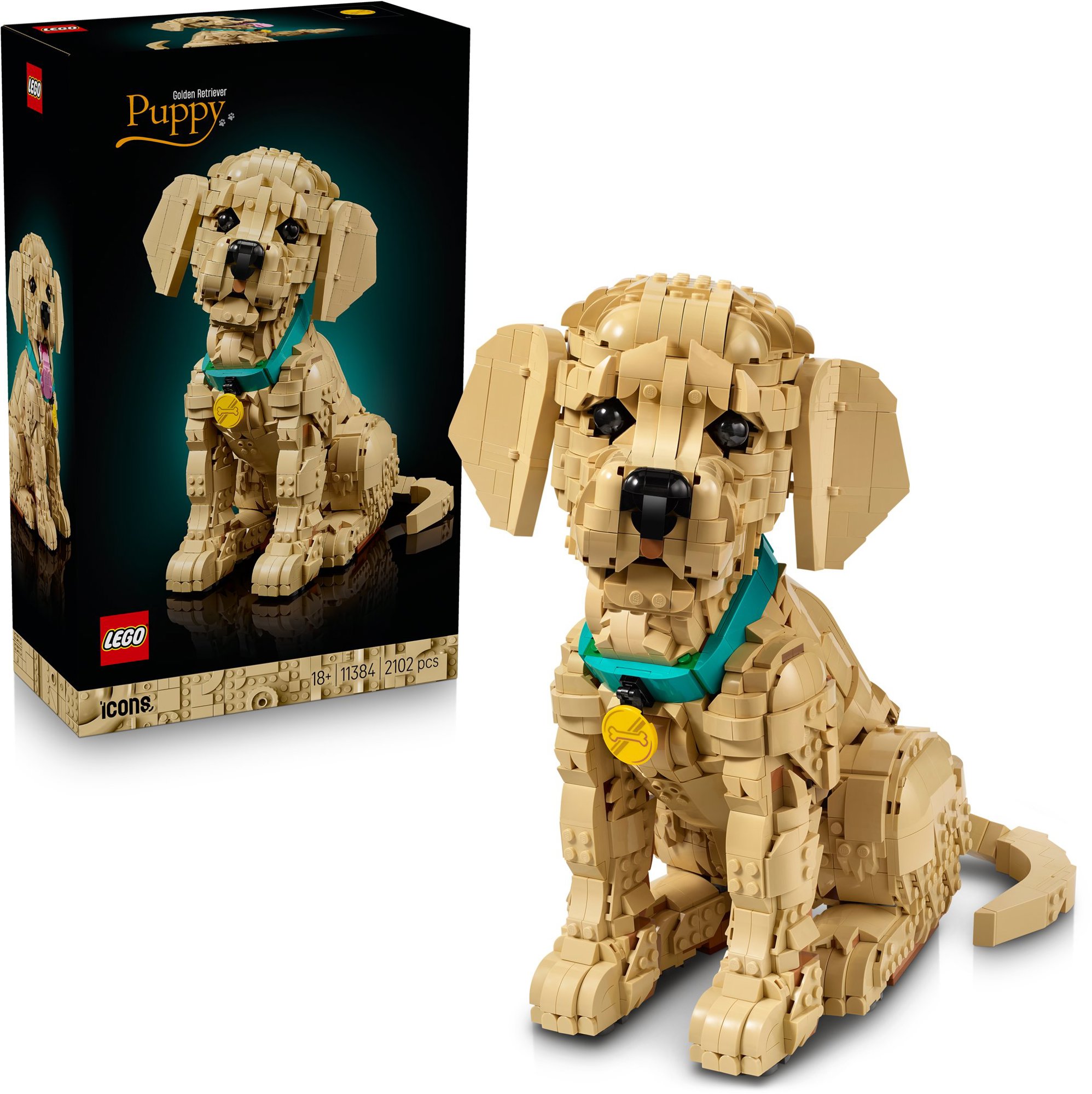 LEGO® Icons 11384 Štěně zlatého retrívra - stavebnice pro milovníky psů.