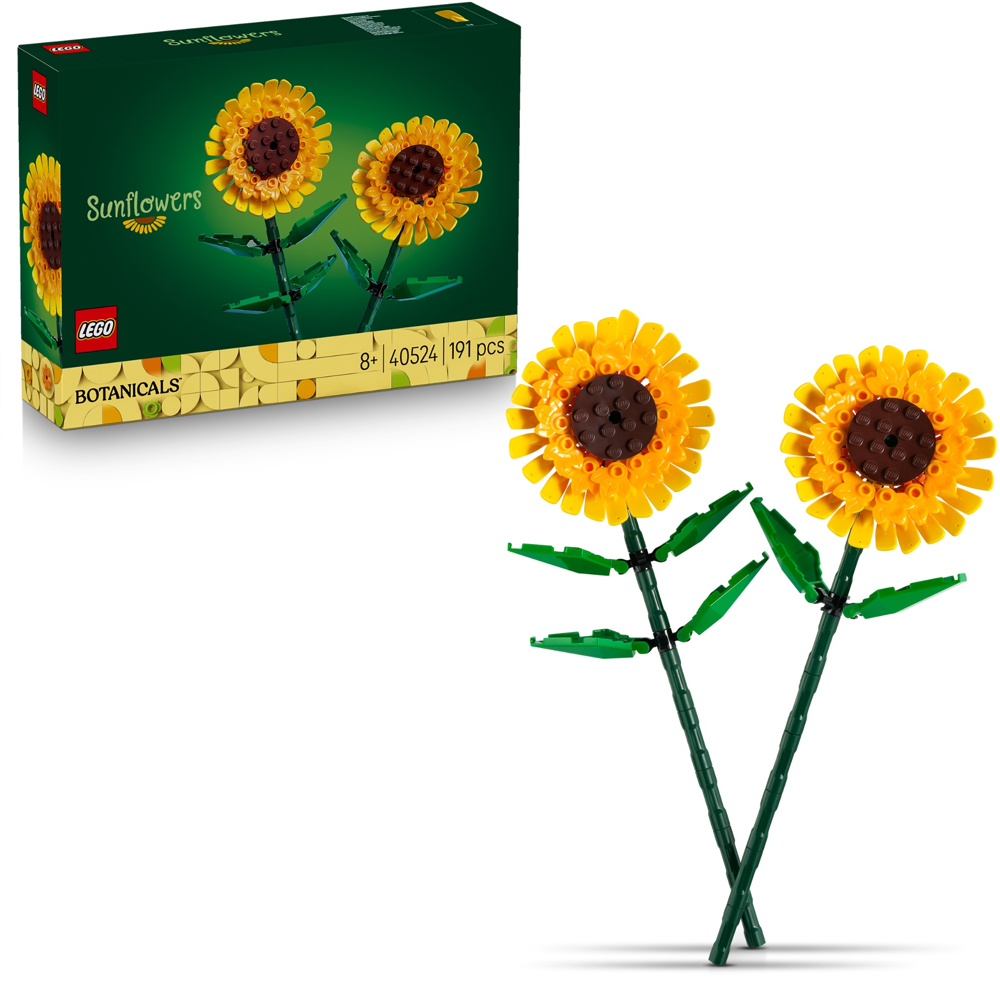 LEGO® Botanicals 40524 Slunečnice - detailní pohled na hotovou stavebnici slunečnice.
