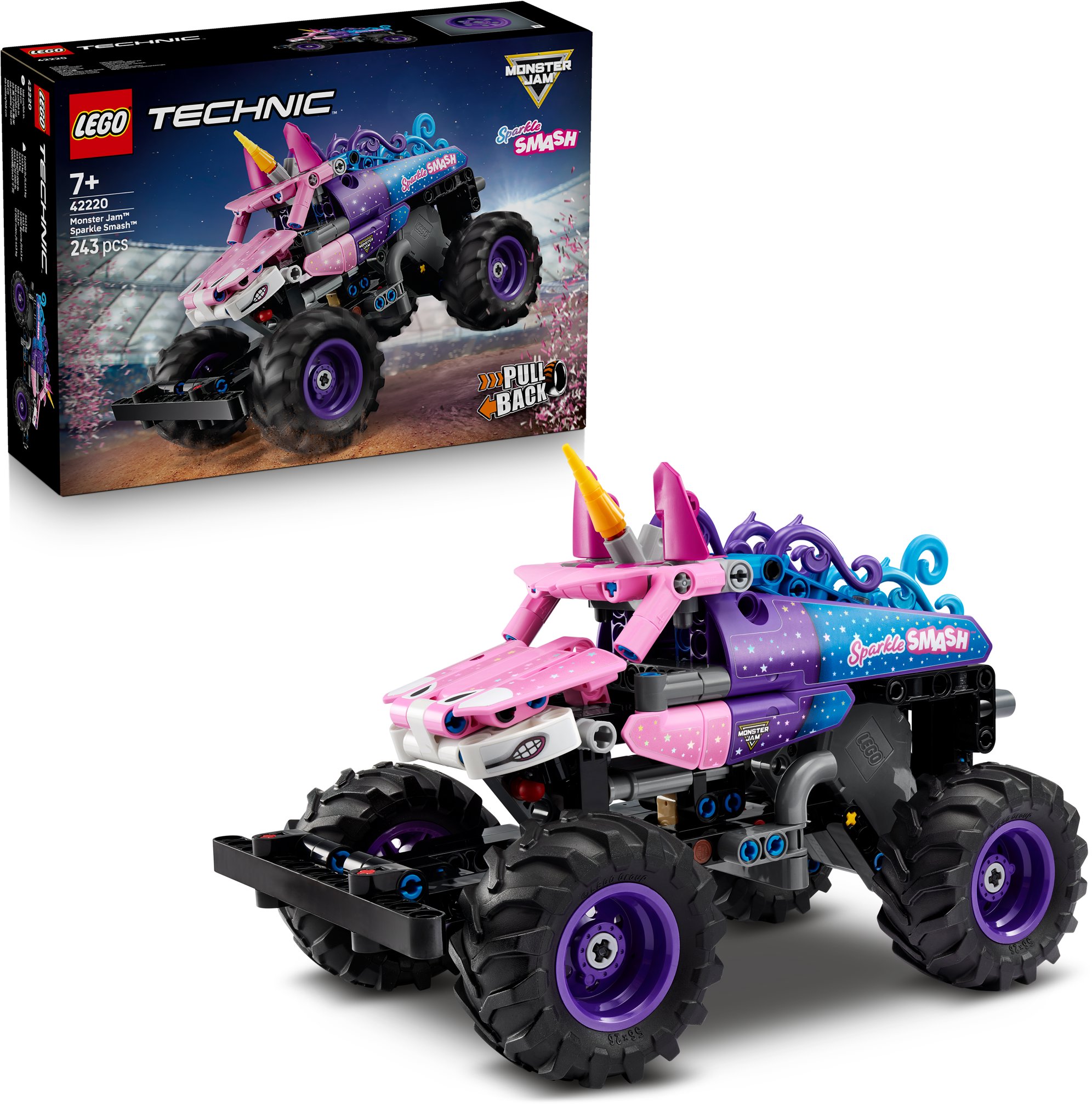 LEGO&reg; Technic 42220 Monster Jam&trade; Sparkle Smash&trade; s natahovacím motorem