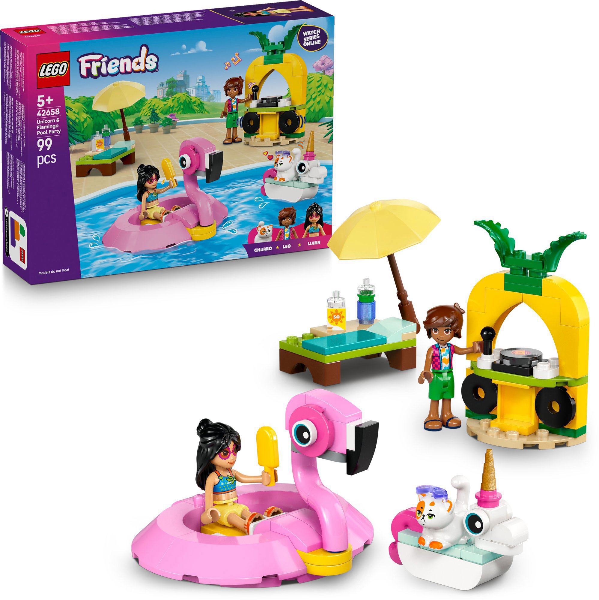 LEGO Friends 42658 Zábava u bazénu s jednorožcem a plameňákem