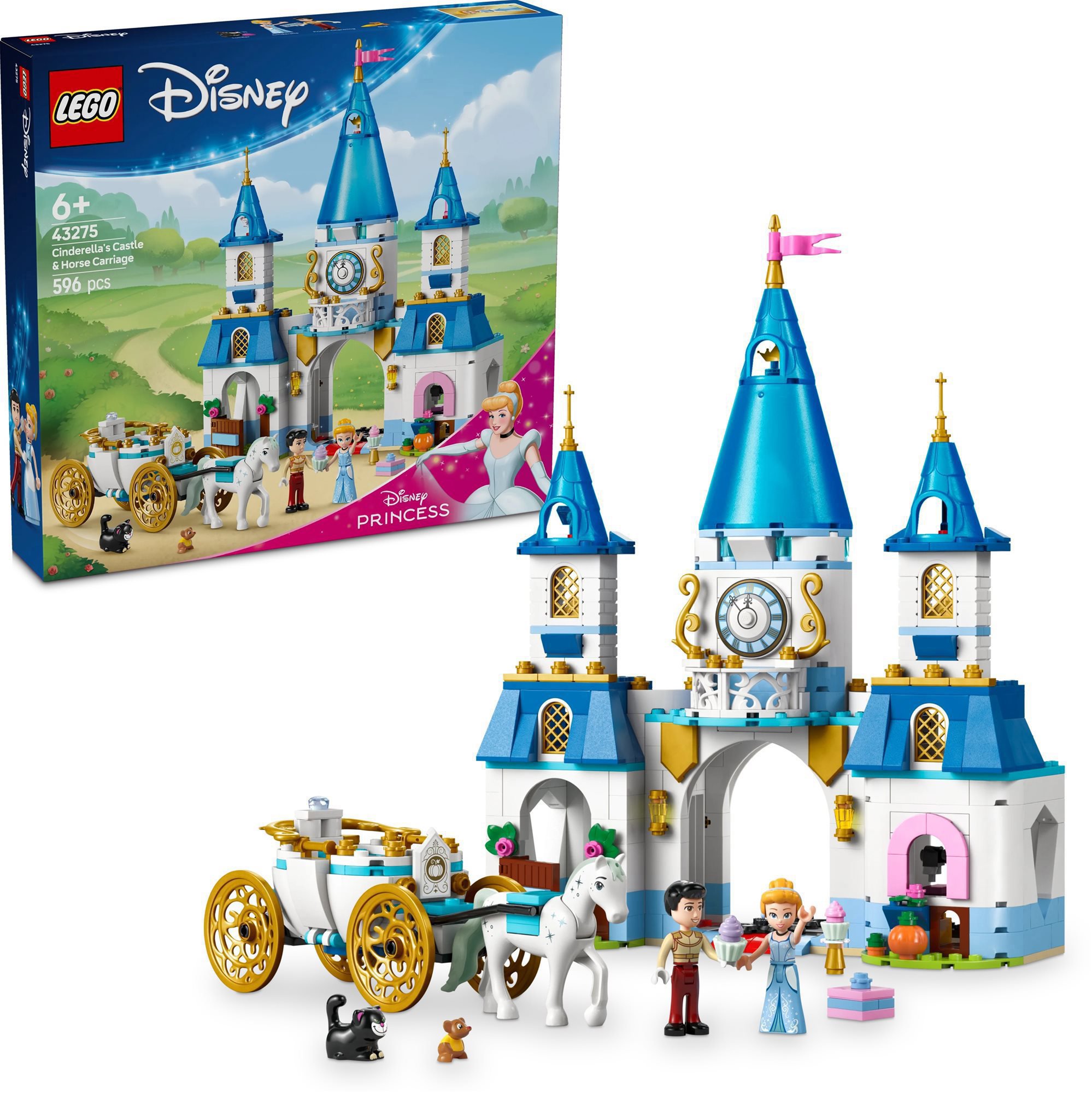 LEGO Disney Princess 43275 Popelčin zámek a kočár s koňmi