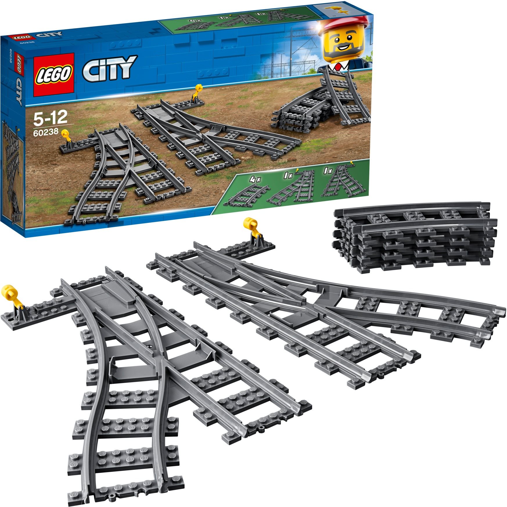 Stavebnice LEGO City 60238 Výhybky - vybudujte své vlastní železniční stanice