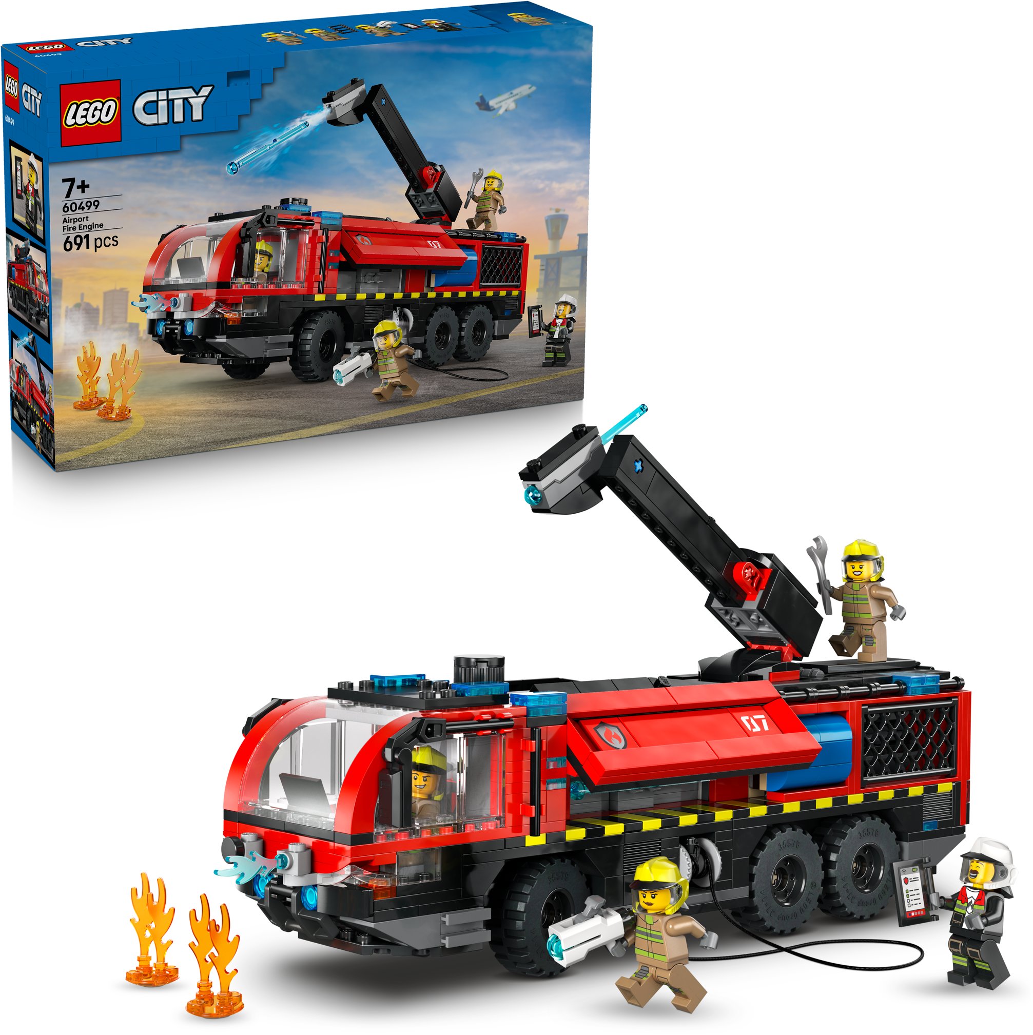 LEGO City 60499 Letištní hasičské auto s minifigurkami.