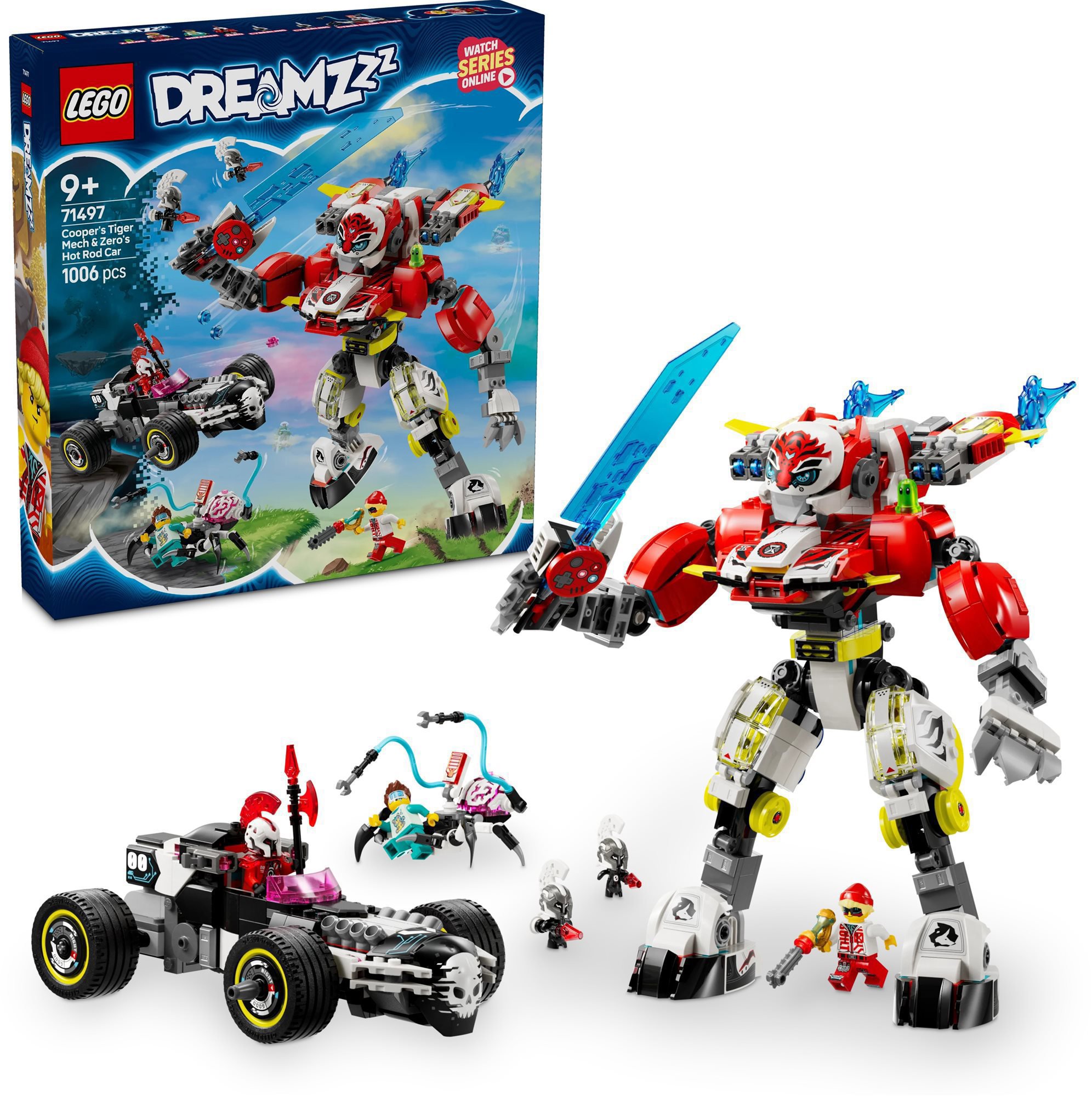 LEGO DREAMZzz 71497 Cooperův tygří robot a Zerův hot rod