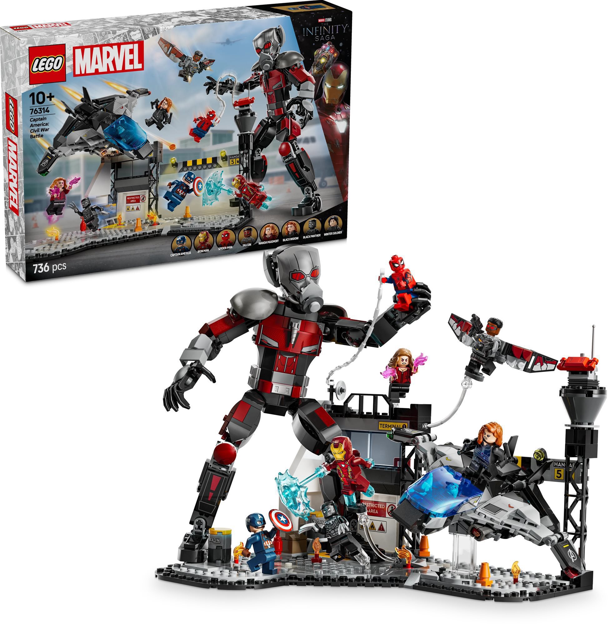 LEGO Marvel 76314 Akční bitva – Captain America: Občanská válka